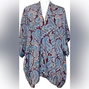 Xhilaration Paisley Open Front 
Kimono Tunic Cardigan Duster Loungewear